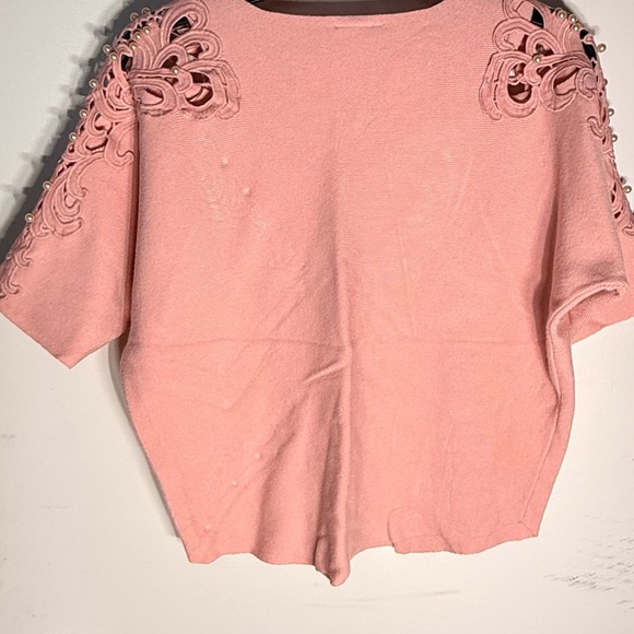 Elegant Peach Lace Women's Blouse - Picture 2 of 8